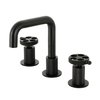 Kingston Brass Widespread Bathroom Faucet with Push PopUp, Matte Black KS1410RKX
